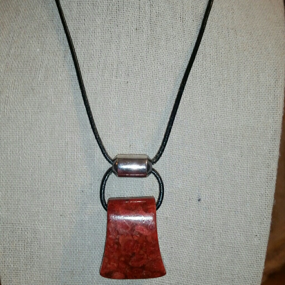 Authentic Silpada Sponge Coral, Sterling, Leather